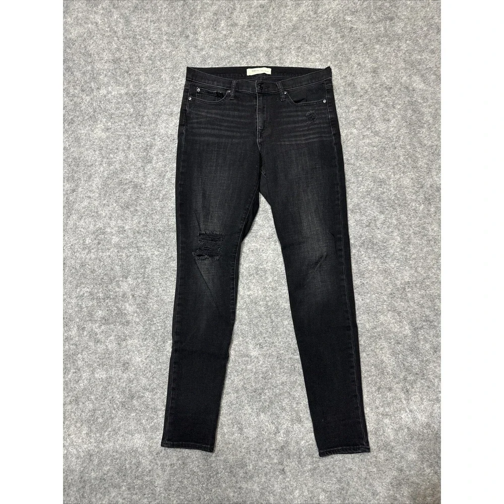 Gap 1969 True Skinny Jeans Women's Size 30L‎ Long Black Distressed Denim